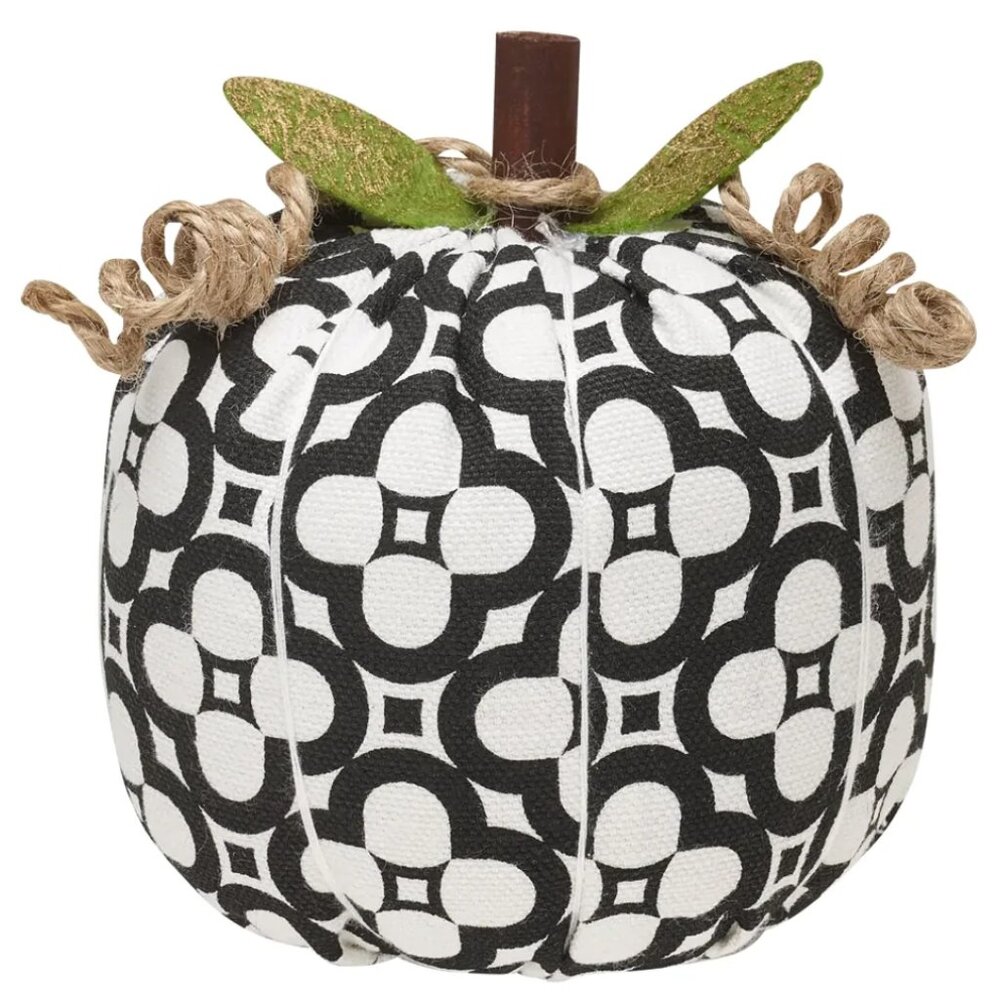 Patterned Fabric Pumpkin/Black & White Sarah Pattern-Medium/NWT